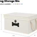 Dog Toy Basket with Lid, Dog Basket for Toys, Dogs Toy Box with Cotton Rope Handles, Collapsible Storage Bins for Pet Toys, Dogs Storage Organizer, Beige