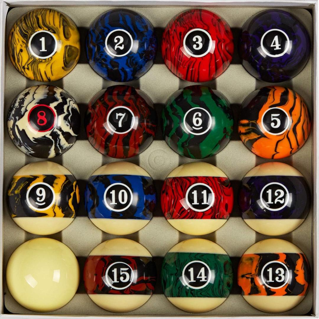 Collapsar Deluxe 2-1/4" Billiard Pool Balls Marble-Swirl Style Billiards Ball Complete 16 Ball Set 