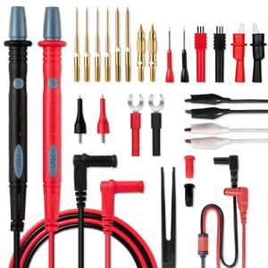 PowerBear 26PCS Multimeter Test Leads Kit with Replaceable Wire Piercing Probes, Alligator Clips, Test Hook, Test Tweezer, Needle Probes for Digital Clamp