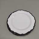 Elegant Disposable Plastic Plates Combo Set Includes 16 Salad Plates Heavy Duty Fancy Party Plates White & Black Contemporary Design