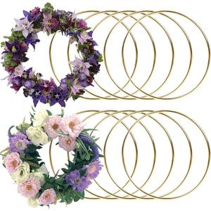 BigOtters 10PCS Dream Catcher Rings, Wreath Macrame Rings 8 Inch Gold Metal Floral Hoops for Making Wedding Wall Hanging Crafts
