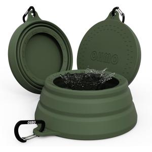 OHMO Spill Proof Collapsible Dog Water Bowl 24oz for Cars, No Splash Portable Bowls for Dog Travel, Dishwasher Safe, Pet Essentials for Road Trips, Cat Travel Accessories (Camo Green)