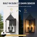 FFHH 18" H Large Outdoor Wall Lantern Sconce Dusk to Dawn Dual-Head Outdoor Light Fixtures Matte Black Metal and Tempered Glass for Villa Garage Farm Exterior Proch Light