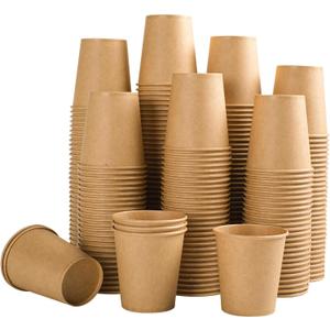100 Pack 5 oz Paper Cups, Disposable Kraft Bathroom Cups 5 Ounce, Espresso Coffee Hot/Cold Beverage Cups for Home, Kitchen, Party