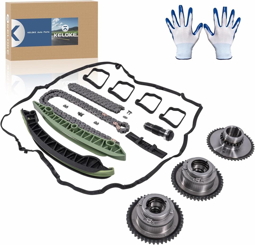 KELOKE Timing Chain Kit with Camshaft Adjuster Guide Compatible with 2010-2016 Mercedes Benz M271 W203 W204 C180 C200 C230 E250 C250 SLK250, Replace# 2710503347 2710502547