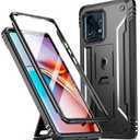 Poetic Revolution Case for Motorola Moto Edge Plus 5G 2023[Not for 2022 Version],[20FT Mil-Grade Drop Tested], Full-Body Shockproof Protective Cover with Kickstand and Built-in-Screen Protector, Black
