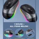 PEIOUS Wireless Mouse, Jiggler Mouse for Laptop - LED Mouse Rechargeable Computer Mice Mouse Mover Undetectable Random Movement with On/Off Button Keeps Computer Awake - Black & Grey