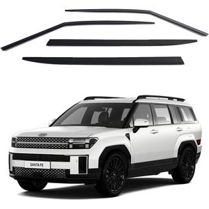 Safe Smoke Window Visor Sun Rain Vent Guard 4 Pcs Set Compatible with 2024~ Hyundai Santa Fe Out Channel Visor Black (Made in Korea)