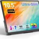 Portable Monitor 10.5'' 1920 * 1280 Ultra-Slim Mini Monitor 3:2,500nits,2000:1,Standard USB C HDMI HDR Computer Monitor for Laptop Switch Mac Phone