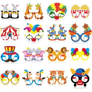 32 Pcs Circus Party Decorations Clown Glasses Carnival Photo Booth Props for Birthday Baby Shower Supplies