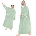 L'AGRATY Oversized Wearable Blanket Hoodie for Adults: Cozy Sherpa Fleece Hoodie Blanket for Women Men - Warm Wearable Blanket Hoodies Sweatshirt with Giant Pocket Sliver(Sage Green Extended Oversize)