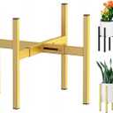 Metal Plant Stand, Adjustable Size Fits 10 12 13 14 15 16 Inches Large Planter Pot,Mid Century Expandable Plant Holder Indoor Outdoor Corner (HeavyGold, Fits all pots between 8" and 16")
