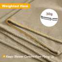 MIULEE Extra Long Linen Shower Curtain 84 Inches with 12 Metal Hooks Boho Farmhouse Heavy Buttonhole Fabric Shower Curtain Set Waterproof Thick Cloth Neutral Curtains for Bathroom W72*L84, Khaki