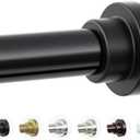 Mcrbeay Shower Curtain Rod, 1" Diameter Heavy Duty Tension Shower Rod, Non Slip Adjustable 28-74 inch No Drilling Shower Curtain Rods Spring Tension For Bathroom, Shower Stall, No Rust, Black