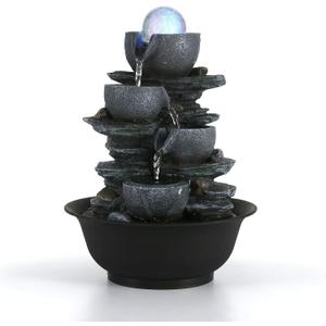 Dyna-Living Water Fountain Tabletop Waterfall Fountains Indoor with LED
Warm Light Feng Shui Zen Water Fountain with Windmill, Quiet Pump Water Feature for Relaxation, Zen Home & Office Décor