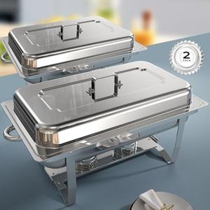 Chafing Dishes for Buffet 2 Pack, [Ultrasonic Mirror Polishing] Chafing Dish Buffet Set 9QT, [Rolled Edge Finger Protection] Buffet Servers and Warmers for Any Party, Wedding, Birthday and Hotel