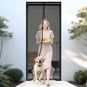 Magnetic Screen Door 36" x 81" Black, Door Mesh Screen with Magnetic, Heavy Duty, Door Net, Patio Screen, Sliding Door Screen, Bug Screen for Doorways, Kid and Pet Friendly