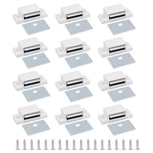 BokWin 12 PCS Magnetic Door Catch, Single Magnetic Catch White-15lb High Magnetic Shutter Hardware for Cupboard Kitchen Bathroom Closet Closures Cabinet Door with Screws