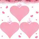 RattanView 3 Pcs Valentines Door Decorations Valentines Heart Door Hanger Decorations Red Glitter Heart Shaped Wooden Hanging Sign 11 x 12 Inch for Home Wall Porch Wedding (Pink)