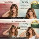 Long Red Wigs with Bangs 26Inch Wavy Curly Hair for Women Tangle Free Beginner Friendly Soft Natural Looking Wigs for Daily Party Use