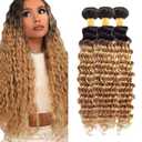 1B27 Bundles Human Hair Ombre Deep Wave Bundle Human Hair 24 26 28 Inch Brazilian Unprocessed Virgin Hair 3 Bundles Ombre Hair Bundle 300g