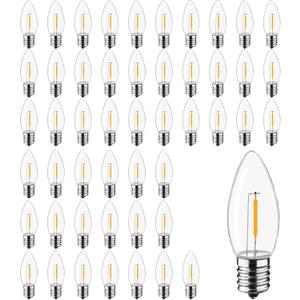 C9 Christmas Replacement LED Light Bulbs,E17 Base Commercial Grade Holiday Bulbs, 4W 5W 6W 7W Incandescent Equivalent, Warm White 2200K, Clear Plastic Bulbs for Christmas String Light - 50 Pack C9 Christmas Replacement LED Light Bulbs,E17 Base Commercial Grade Holiday Bulbs, 4W 5W 6W 7W Incandescent Equivalent, Warm White 2200K, Clear Plastic Bulbs for Christmas String Light - 50 Pack