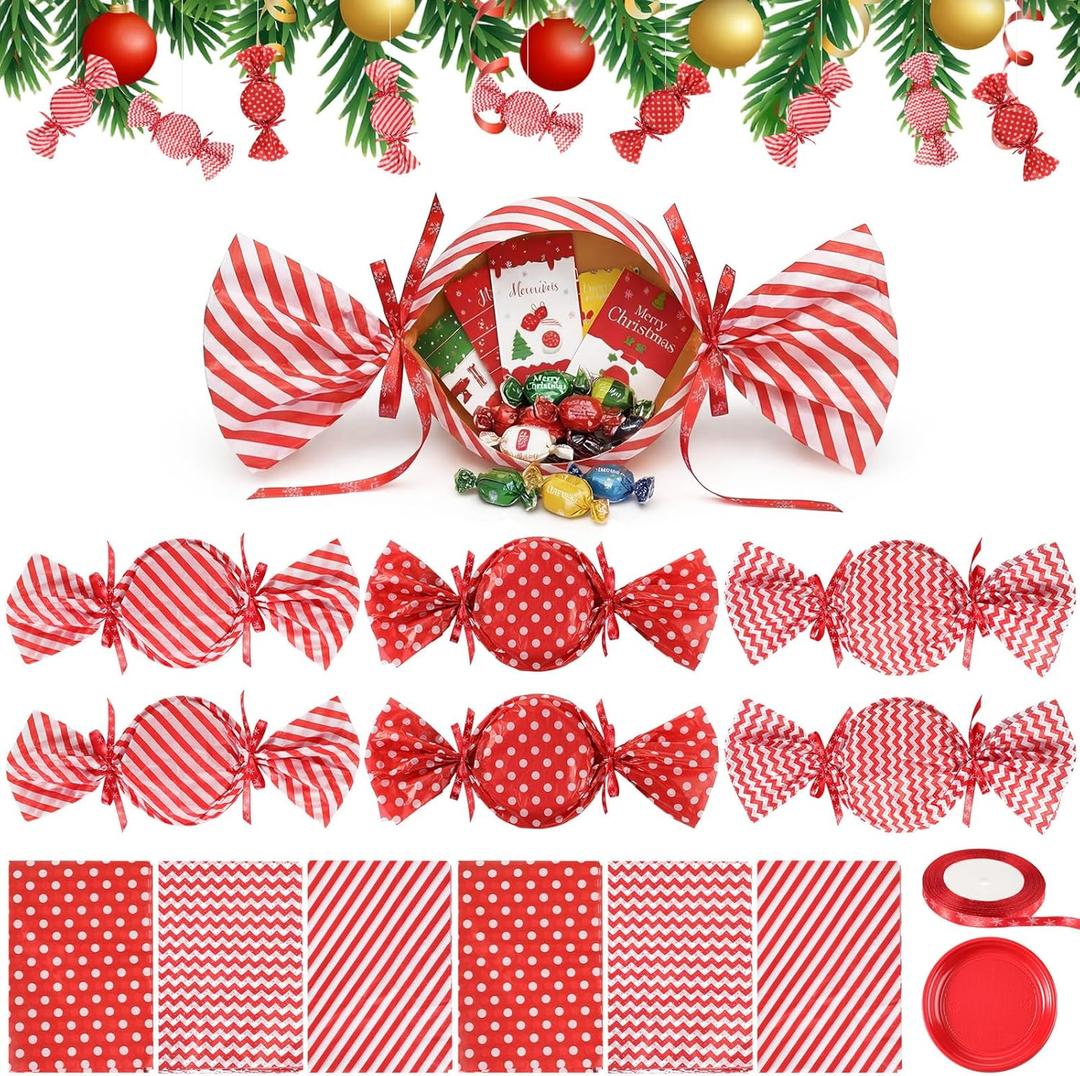 Acellegic 91 Pcs 20" Large Christmas Candy Ornaments Giant Christmas Candy Cane Hanging Ornaments with Ribbon Xmas Home Gift Tree New Year Party Supplies(Classic Style)