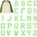 Chuyau 52PCS Iron on Letter Patches Green Letters A-Z Embroidered Applique Patches for Clothes Dress Hat Jackets Socks Jeans Bag Shoes, 2pack