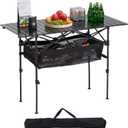 VEVOR Folding Camping Table, Portable Roll Up Side Tables, Lightweight Aluminum Beach Table for Outdoor BBQ Tailgating Picnic, Travel (47 inch-Black)