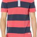 Brooks Brothers Men's Short Sleeve Stripe Rugby Shirt (Large, Red/Navy)