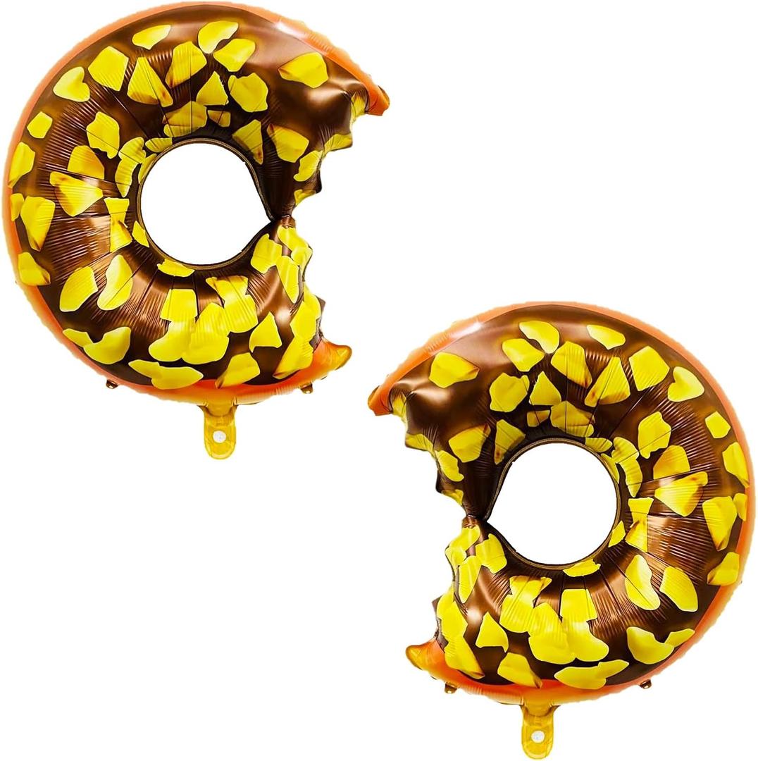 2PCS Donut Balloons Doughnut Birthday Party Foil Aluminum Balloon Decorations for Baby Shower Themed Party Supplies