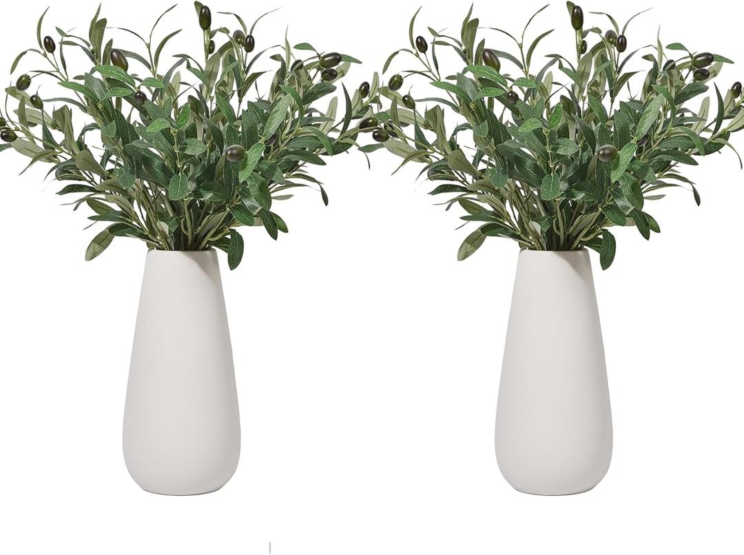 Heleze 10 PCS Artificial Olive Branch Greenery Stems Fake Plants with 72 Leaves for Vase Faux Olive Branches Home Decor Indoor 18 Inch