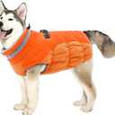 Lelepet Warm Dog Winter Coat Cold Weather Jacket Windproof Reflective Turtleneck Vest with Plush Neckline D-Ring for Leash Thick Fleece Lining Jacket Pet Apparel for Small Medium Large Dogs,xx-large (Orange)