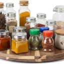 20'' Wood Lazy Susan for Countertop Acacia Large Turntable Rotating Serving Tray for Table Top Non Skid Kitchen Tray Revolving Condiment Spice Rack Table Organization Storage, Natural