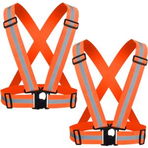 Reflective Strap Safety Vest Gear - 2-10 Pack Adjustable High Visible Reflective Running Gear for Women Men Night, Orange 