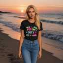 80s 90s Outfit for Women Vintage 80s Music Graphic Tshirt Retro 80's Party Short Sleeve Blouse Tops (Black, XL)