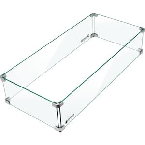 Holy Fire 29.5" L x 13.5" x 6" Rectangle Fire Pit Glass Wind Guard Clear Tempered Glass Flame Protective Pane Wind Resistant - Fits 24x8 Fire Pit Burner Pan