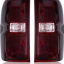 Dark-Red Tail Lights for 2014-2019 Chevy Silverado 1500/2500/3500 & 2015-2019 GMC Sierra 2500/3500 | Factory 3-Bulb Housing Only | Driver+Passenger Pair (No Bulbs/Harness)