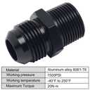 VehiMata 4AN Male Flare to 1/8 NPT Straight Pipe Fitting Adapter Union Connector Aluminum Black 2PCS