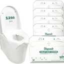 1250 Pcs Disposable Flushable Toilet Seat Covers (5 Packs of 250 Pcs) | 100% Biodegradable Commercial Toilet Seat Covers | Half-Fold Wall Dispenser Compatible | DISPOZIT Safe Liners