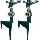 Hourleey 2 Pack Impact Sprinklers for Yard, Adjustable Pulsating Water Sprinkler Head on Step Spike, Zinc Alloy Lawn Sprinkler for 360 Degree Large Area Patio Garden Irrigation