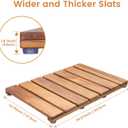 Natural Teak Wood Shower Bath Mat, 20.67 * 14.76 Inches, Non-Slip Rubber Feet, Premium Wooden Floor Mats for Spa, Sauna, Pool and Hot Tub, Flooring Decor and Protector, Indoor and Outdoor Use., 20.7" x 14.8"