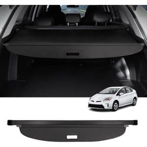 Powerty Cargo Cover for 2010-2014 2015 Toyota Prius 1.8L Accessories Trunk Cover Retractable Trunk Shielding Shade Cargo Luggage Cover Black（Not Fit Toyota Prius C and Toyota Prius V）
