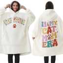 Cat Lover Gifts for Women Mothers Day Gift for Cat Lover Cat Mom Lady Birthday Gift Wearable Blanket Hoodie Cat Mom Gift for Women Mom Daughter Wife Aunt Her Oversized Sherpa Fleece Blanket Sweatshirt