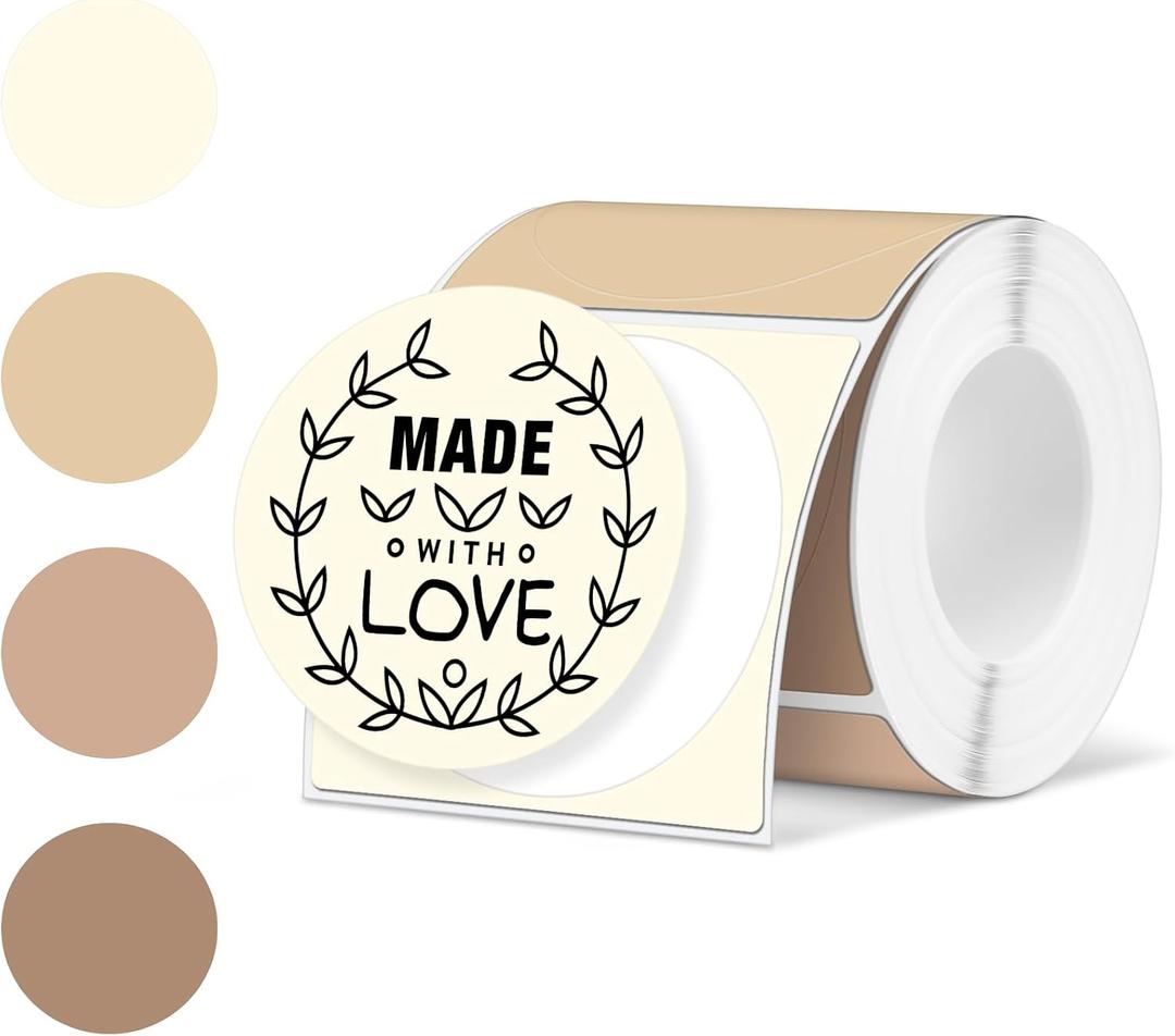 Ctosree 5 Colors Circle Thermal Sticker Labels Self Adhesive Round Direct Thermal Labels Multipurpose Printer Stickers for DIY, Name Tag 250 Pcs/1 Roll(Morandi Autumn,3 Inch)