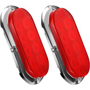 Alopee 2-Pack 6 Inch Oval Led Trailer Tail Lights Enclosed Submersible Utility Trailer Brake Lights for Semi-Truck RV Camper Boat Car Tractor Motorcycle Rear Side Marker Clearance Running Lighting