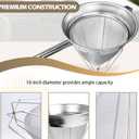 10" Chinois Strainer,18/8 Stainless Steel Conical Fine Mesh Bouillon Sieve | Heavy Duty China Cap Strainers with Stand for Sauces Soups Broth Purees Jam