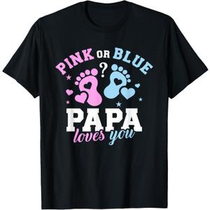 Gender Reveal Papa Dad T-Shirt, L