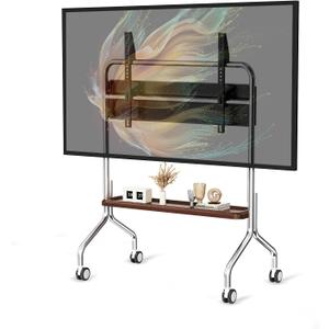 Mobile TV Cart Easel Rolling TV Stand for 32 to 75 Inch LCD LED OLED Flat Panel Screens, Stainless Steel Portable Floor TV Stand with Locking Wheels Hold Up to 110 Lbs Max VESA 600x400mm