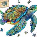 Mys Aurora Wooden Puzzles for Mom, Sea Turtle Jigsaw Puzzles 200 Pieces, FSC Certified 5MM Unique Shaped Wooden Puzzle for Adults and Kids, Family Game 9.2 x 11.2 Inch